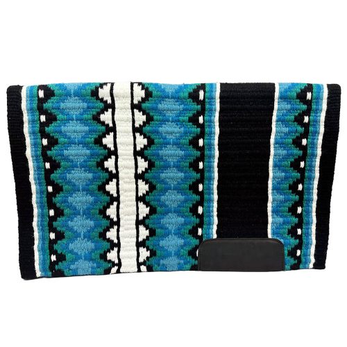 Black, white, soft turquoise, show turquoise and teal saddle pad