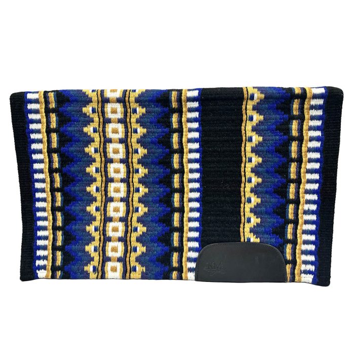 Western Saddle Pad in Royal Blue and Yellows on a black base