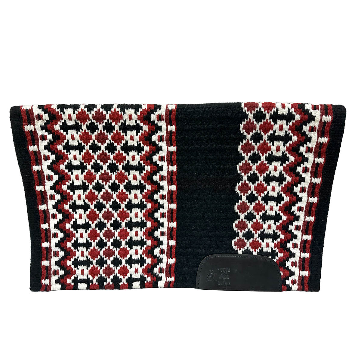 Red, Black, and White Saddle Pad with Diamond Pattern