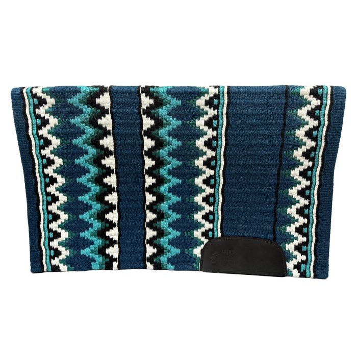 Ocean blue, soft turquoise, emerald metallic, black, and white saddle pad