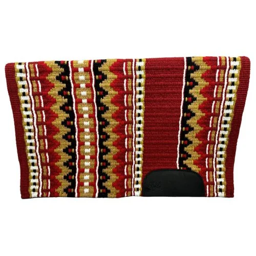 Two Reds, Two Tans, Black, and White saddle blanket