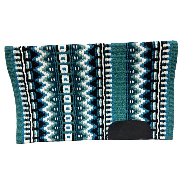 Teal Base with soft turquoise, show turq, spruce, black and white Saddle Pad