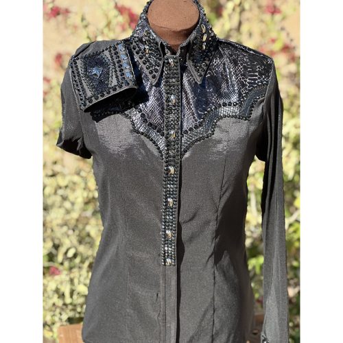 Black Tone On Tone is Timeless Show Shirt with sonoran desert background