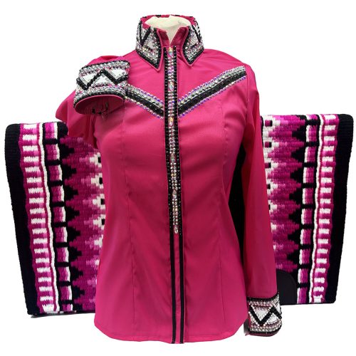 Hot Pink Western Show Shirt shown with a matching western saddle blanket
