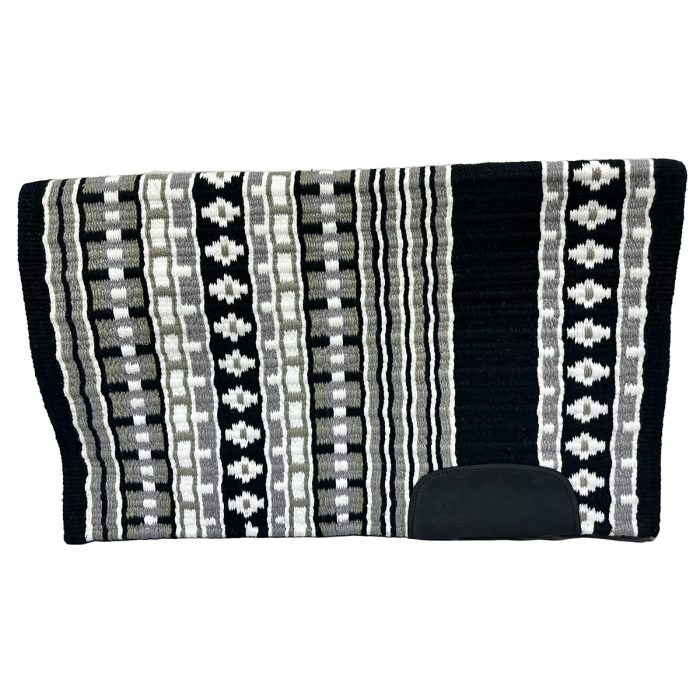 Gray and black combination saddle pad over white background